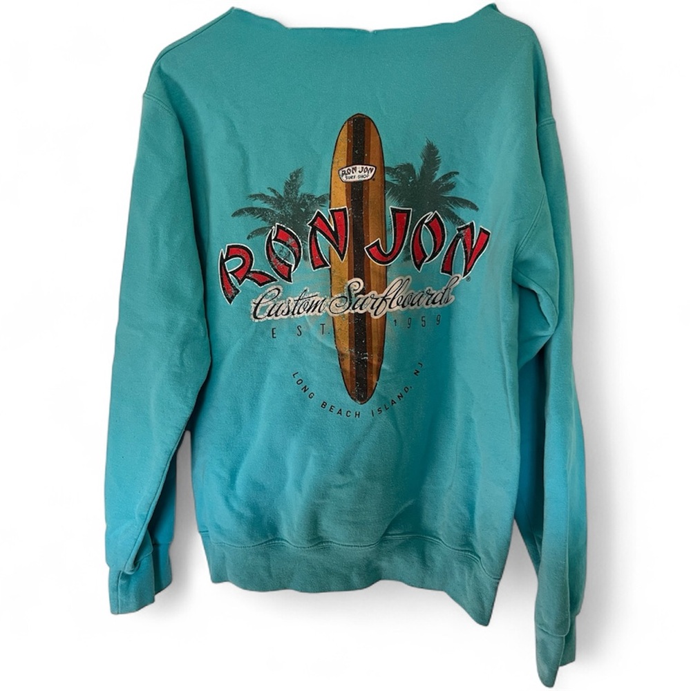Ron Jon Surf Shop Turquoise Women's Off the Shoulder Sweatshirt